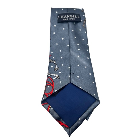 Changill Vintage Myung Ju Silk Christmas Tie 57" x 3.5" Black Santa Reindeer - Picture 2 of 5